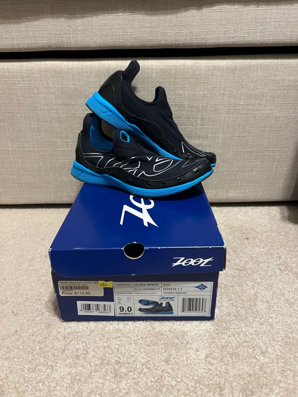 Zoot Ultra Speed Slip-On Shoes in Black & Bright Blue